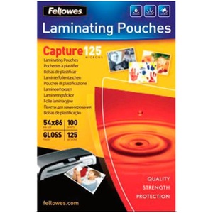 Fellowes, Fellowes 5306302 Laminating Pouches 54X86Mm -, FELLOWES Laminiertasche 54x86mm 5306302 glanz, 125my 100 Stk