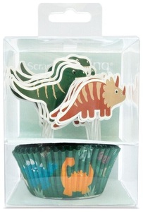 Scrap Cooking, 24 Cupcakesförmchen u. 24 Cake Toppers Dino, 24 Cupcakesförmchen u. 24 Cake Toppers Dino