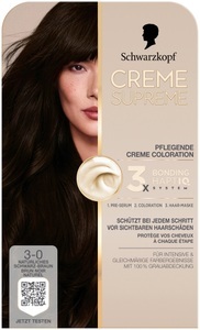 CREME SUPREME, Schwarzkopf Creme Supreme Coloration 3-0 Natürliches Schwarz-Braun, Schwarzkopf Creme Supreme Coloration 3-0 Natürliches Schwarz-Braun