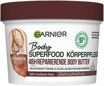 Garnier, GARNIER BODY SUPERFOOD 48H REPARIERENDE BODY BUTTER KÖRPERPFLEGE [KAKAO + CERAMIDE], GARNIER BODY SUPERFOOD 48H REPARIERENDE BODY BUTTER KÖRPERPFLEGE [KAKAO + CERAMIDE]