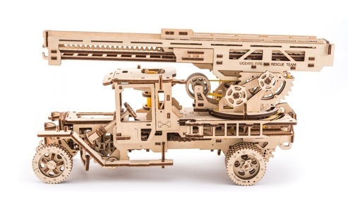 Ugears, Ugears - Konstruktionsspiel 3D Camion Pompier - 537 Teile - Beige, Feuerwehr-Drehleiter (537Teile)