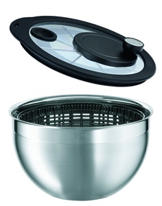 undefined, Rösle Salatschleuder mit Glasdeckel Ø 24 cm 15695, Rösle Salatschleuder 24cm