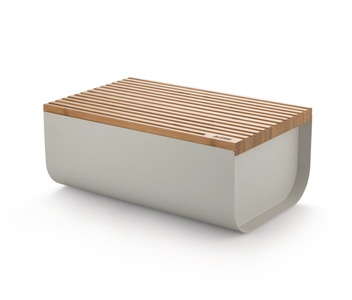 ALESSI, Mattina Brotkasten / Stahl & Bambus - 34 x 21 cm - Alessi grau en metall/holz, ALESSI - Brotkasten MATTINA - bambus/weiss - Mischmaterial - 21/34/14 cm