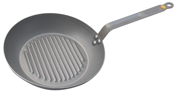 de Buyer, De Buyer-Mineral-B-Runde Grillpfanne, 32 cm, MINERAL B ELEMENT Eisen-Grillpfanne D:32cm Induktion