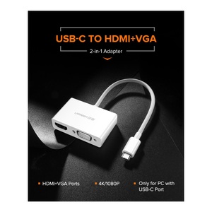 Ugreen, Ugreen USB-C zu HDMI + VGA Adapter - Weiss, 