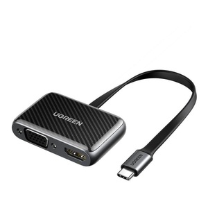 Ugreen, Ugreen USB-C zu HDMI + VGA Adapter - Schwarz, Ugreen USB-C zu HDMI + VGA Adapter - Schwarz