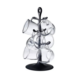 BODUM, Tassenhalter mit sechs Tassen von Bodum, Bodum Tassenhalter Bistro 350 ml, 6 Stück, Transparent