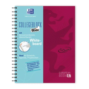 Oxford, OXFORD European Book, Whiteboard A4+ 400132984 kariert, beere 120 Blat, Oxford European Book, Whiteboard, A4+, kariert, beere, 120 Blatt, 400132984