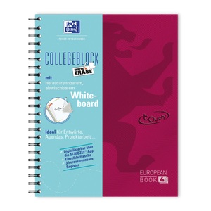 Oxford, OXFORD European Book, Whiteboard A4+ 400132984 kariert, beere 120 Blat, Oxford European Book, Whiteboard, A4+, kariert, beere, 120 Blatt, 400132984