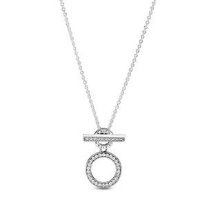Pandora, Pandora Bouble Hoop T-Bar Necklace Collier mit Anhänger Damen, Pandora Bouble Hoop T-Bar Necklace Halsschmuck Damen