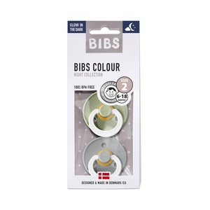 BIBS, BIBS Schnuller Unisex Multicolor 6-18M, BIBS® Nachtschnuller Colour Sage / Cloud 6-18 Monate, 2 Stk.