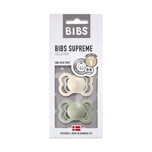 BIBS, BIBS Schnuller Unisex Multicolor 0-6M, BIBS Supreme Schnuller, Silicone, Symmetrisch, 0-6 Monate, Ivory/Sage (2 Stk)
