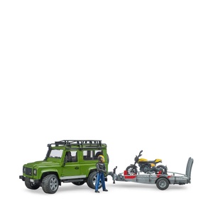 Bruder, BRUDER Land Rover Defender mit Ducati Scrambler, Bruder Spielwaren Land Rover Defender mit Anhänger