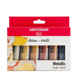 Talens, Talens Acrylfarbe Acrylfarbe, AMSTERDAM Standard Series Acryl Set 17820501 Metallic 6X20ml