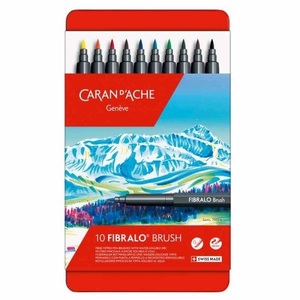 Caran d'ache, Caran d´Ache Filzstifte Set Filzstifte Set, Caran d'Ache Classic Fibralo Brush, 0.5-5mm, 186.31, (10 Farben assortiert)
