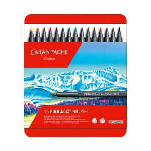 Caran d'ache, CARAN D'ACHE - 15er-Pack Filzstifte Fibralo Brush - Multicolor, Caran d'Ache Classic Fibralo Brush, 0.5-5mm, 186.315, (15 Farben assortiert)