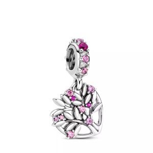 Pandora, Pandora Charm Damen Silber ONE SIZE, Pandora Dangle Pink Heart Family Tree Anhänger Damen