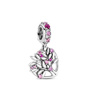 Pandora, Pandora Charm Damen Silber ONE SIZE, Pandora Dangle Pink Heart Family Tree Anhänger Damen