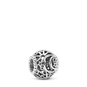 Pandora, Pandora Charm Damen Silber ONE SIZE, Pandora Charm Openwork Sun, Stars & Moon Charm Damen