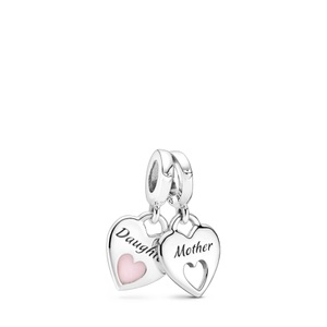 Pandora, Pandora Charm Damen Silber ONE SIZE, Pandora Dangle Mother & Daughter Split Heart Anhänger Damen