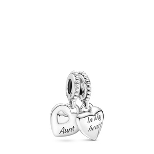 Pandora, Pandora Dangle Aunt & Niece Split Heart Anhänger Damen, Pandora - Charm, People, One Size, Silber