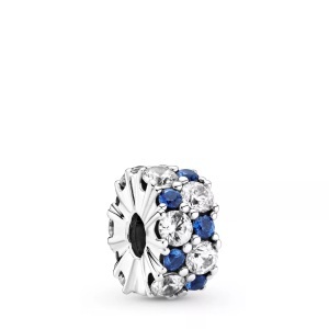 Pandora, Pandora Clear & Blue Sparkle Clips Clip Damen, Pandora Clear & Blue Sparkle Clips Clip Damen