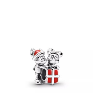 Pandora, Pandora Disney Collection Charm Damen, Pandora - Charm, Disney Mickey & Minnie Mouse P, One Size, Silber