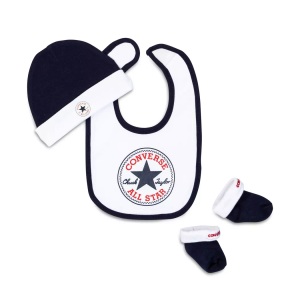 CONVERSE, Set Unisex Blau 6-12 mesi, Converse Neugeborenen-Geschenkset »CHUCK INFANT HAT BIB BOOTIE SET 3PC«