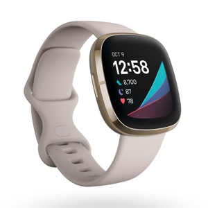 Fitbit, FITBIT Sense - Fitness-Smartwatch (Weiss/Gold), Fitbit Sense Lunar White/Soft Gold Weiss