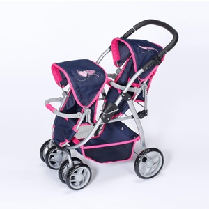 Knorrtoys, knorr® toys Zwillingspuppenwagen Milo flying hearts navy/pink, Knorrtoys® Puppen-Zwillingsbuggy »Milo - Flying Hearts Blue«