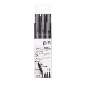 uni-ball, uni-ball Fineliner Set Fineliner Set, uni-ball Fineliner Pin, 0.1-0.5mm, schwarz, PIN200(S) BLACK 3P