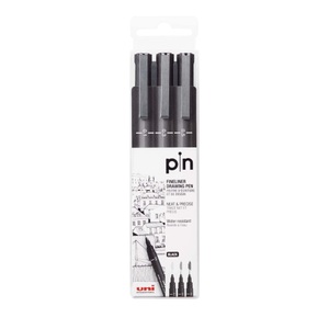 uni-ball, uni-ball Fineliner Set Fineliner Set, uni-ball Fineliner Pin, 0.1-0.5mm, schwarz, PIN200(S) BLACK 3P
