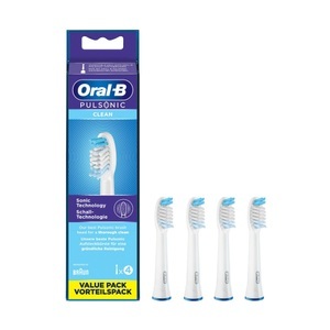 Braun, Braun Oral-B Pulsonic Clean 4er Bürstenkopf, ORAL-B Pulsonic Clean 4 Stück - Aufsteckbürste (Weiss)