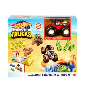 Mattel, Mattel GVK08 Hot Wheels Monster Trucks Startrampen-Crash, 