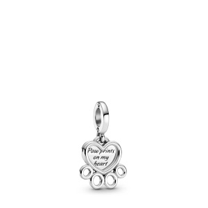 Pandora, PANDORA Charm Damen Silber ONE SIZE, Pandora Heart & Paw Print Anhänger Damen