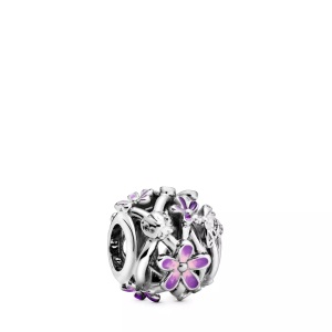 Pandora, PANDORA Charm Damen Silber ONE SIZE, Pandora Openwork Purple Daisy Charm Damen