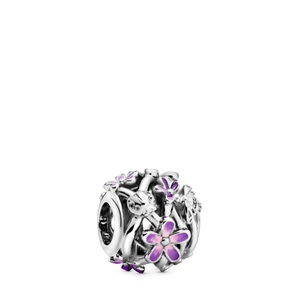 Pandora, PANDORA Charm Damen Silber ONE SIZE, Pandora Openwork Purple Daisy Charm Damen