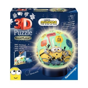 Ravensburger Verlag, Nachtlicht - Minions 2, Ravensburger 3D Puzzle 11180 - Nachtlicht Puzzle-Ball Minions - 72 Teile - ab 6 Jahren LED Nachttischlampe mit Klatsch-Mechanismus