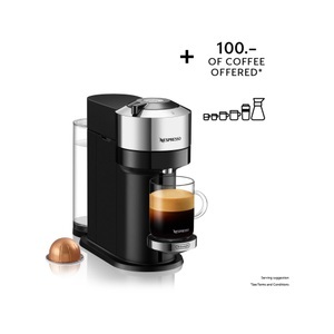 De Longhi, DE-LONGHI Vertuo Next Deluxe ENV120.C - Kapselmaschine (Chrom), De Longhi Nespresso Vertuo Next, Pure Chrome Nesspressomaschine ? Chrom