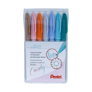 Pentel, Pentel Pinsel-Filzstift Set Pinsel-Filzstift Set, PENTEL Brush Sign Pen Set SES15C-7PC 7 Farben