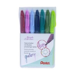 Pentel, Pentel Pinsel-Filzstift Set Pinsel-Filzstift Set, PENTEL Brush Sign Pen Set SES15C-7PG 7 Farben