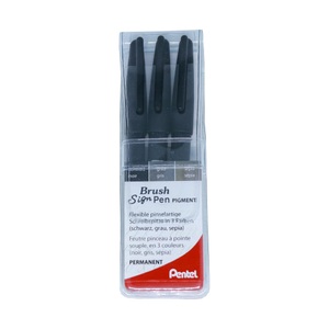 Pentel, Pentel Pinsel-Filzstift Set Pinsel-Filzstift Set, PENTEL Brush Sign Pen XSESP15-ANS 3 Farben, Etui