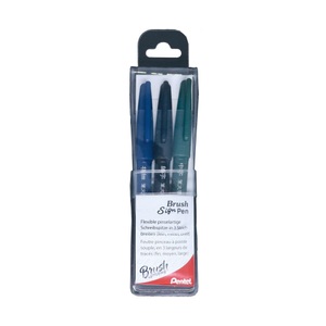 Pentel, Pentel Pinsel-Filzstift Set Pinsel-Filzstift Set, Brush Sign Pen 3er-Set p.schw.