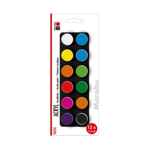 Marabu, MARABU - Acrylfarbe Set Basic 12 x 3.5 ml, Marabu - Acrylfarbe, Set, Multicolor