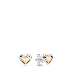 Pandora, Ohrstecker Damen Silber ONE SIZE, Pandora Moments Domed Golden Heart Ohrschmuck Damen