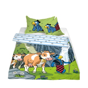 Micasa, Kinder Bettwäschegarnitur GLOBI, Micasa, Bettwäschegarnitur Globi Blau Baumwolle 160 cm 210 cm