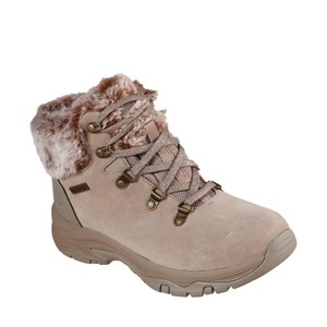 Skechers, SKECHERS Schnürstiefelette aus Veloursleder taupe, 