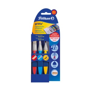 Pelikan, griffix Schulpinselstarter-Set 3er, Pelikan Pinselset Griffix, 700726, (3-teilig, 3 Farben)