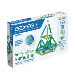 Geomag, Geomag Classic GREEN line 60 Teile, Invento 507035 - Geomag Classic Green Line Recycled 60 pcs, Magnetischer Baukasten, Magnetspielzeuge