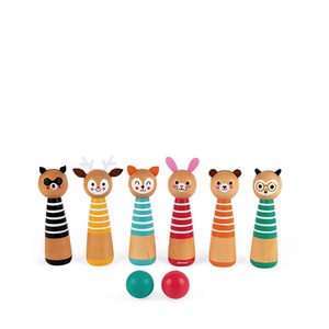 Janod, Janod Kegel-Spiel TIERE 8-teilig aus Holz in bunt, Kegel-Spiel TIERE 8-teilig aus Holz in bunt